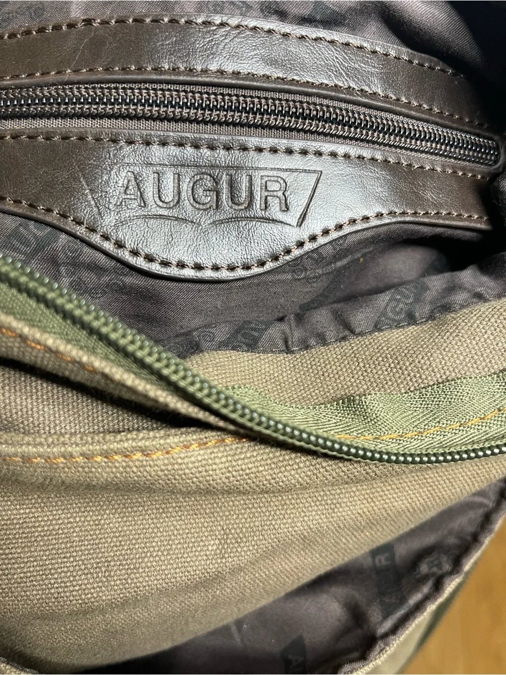 Augur Canvas Messenger Bag in Tan with Leather Trim